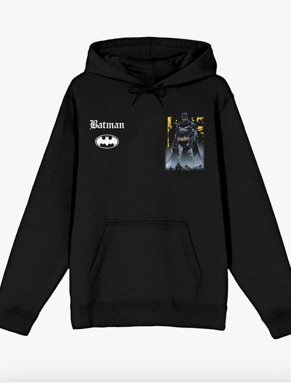Batman Heroic Pose Oversized Graphic Men's Black Long Sleeve Hooded Sweatshirt